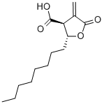 Structure of 3-Furancarboxylic acid,tetrahydro-4-methylene-2-octyl-5-oxo-, (2R,3S)-rel-