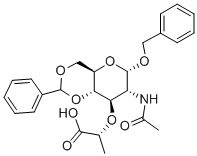 Structure of BENZYL-2-ACETAMIDO-4,6-O-BENZYLIDENE-3-O-[1-(R)-CARBOXYETHYL]-2-DEOXY-ALPHA-D-GLUCOPYRANOSIDE