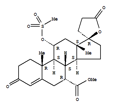 Structure of 5,pregnane-7 alpha,21-dicarboxylic acid,17-ydroxy-11-methylsulfonic acid-3-ketone,-butyrolectone,methyl ester cas:(intermediate of eplerenone)