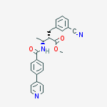 Structure of Benzenepropanoic acid, 3-cyano-a-[1-[[4-(4-pyridinyl)benzoyl]amino]ethyl]-, methyl ester, [R-(R*,R*)]-