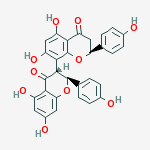 (2S,2'S,3R)-5,5',7,7'-tetrahydroxy-2,2'-bis(4-hydroxyphenyl)-2,2',3,3'-tetrahydro-4H,4'H-3,8'-bichromene-4,4'-dione结构式