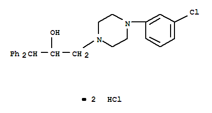 Structure of 1-Piperazineethanol,4-(3-chlorophenyl)-a-(diphenylmethyl)-, hydrochloride (1:2)