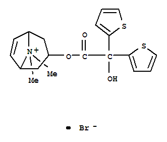 8-Azoniabicyclo[3.2.1]oct-6-ene,3-[(2-hydroxy-2,2-di-2-thienylacetyl)oxy]-8,8-dimethyl-, bromide (1:1)结构式