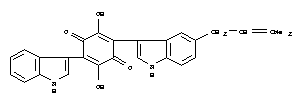 Structure of 2,5-Cyclohexadiene-1,4-dione,2,5-dihydroxy-3-(1H-indol-3-yl)-6-[5-(3-methyl-2-buten-1-yl)-1H-indol-3-yl]-