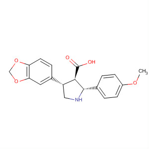Structure of 3-Pyrrolidinecarboxylic acid,4-(1,3-benzodioxol-5-yl)-2-(4-methoxyphenyl)-, (2R,3R,4S)-