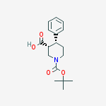 Structure of 1,3-Piperidinedicarboxylic acid, 4-phenyl-, 1-(1,1-dimethylethyl) ester,(3R,4R)-
