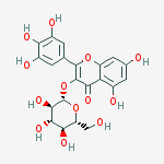 2-(3,4,5-Trihydroxyphenyl)-3-(β-D-glucopyranosyloxy)-5,7-dihydroxy-4H-1-benzopyran-4-one结构式