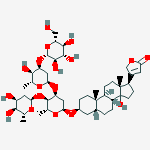 Structure of 5-beta-Card-20(22)-enolide, 3-beta-((O-beta-D-glucopyranosyl-(1-4)-O-2,6-dideoxy-beta-D-ribo-hexopyranosyl-(1-4)-O-2,6-dideoxy-beta-D-hexopyranosyl-(1-4)-2,6-dideoxy-beta-D-ribo-hexopyranosyl)oxy)-14-hydroxy-
