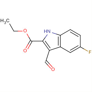 Structure of 1H-Indole-2-carboxylic acid, 5-fluoro-3-formyl-, ethyl ester
