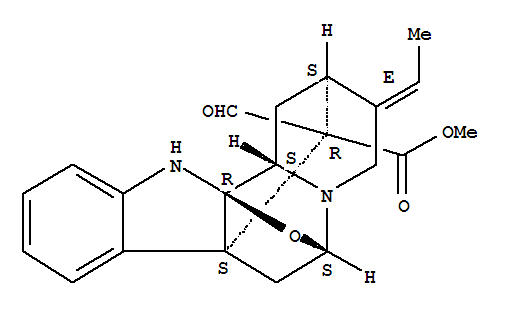 Chemical structure of (16R)-2α,5α-Epoxy-16-formyl-1,2-dihydroakuammilan-17-oic acid methyl ester