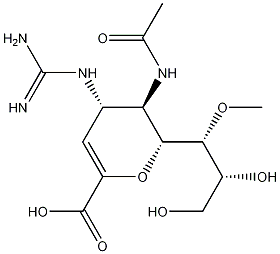Structure of (4S,5R,6R)-5-Acetamido-4-guanidino-6-((1R,2R)-2,3-dihydroxy-1-methoxypropyl)-5,6-dihydro-4H-pyran-2-carboxylic acid