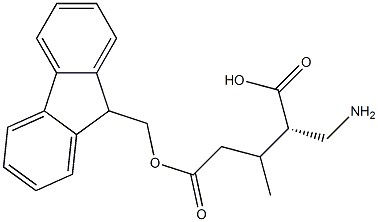 Structure of Butanoic acid,2-[[[(9H-fluoren-9-ylmethoxy)carbonyl]amino]methyl]-3-methyl-, (2S)-