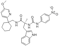 Structure of (S)-N-[[1-(5-METHOXY-2-PYRIDINYL)CYCLOHEXYL]METHYL]-A-METHYL-A-[[-(4-NITROPHENYL)AMINO]CARBONYL]AMINO-1H-INDOLE-3-PROPANAMIDE