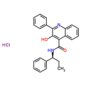 Structure of (S)-3-Hydroxy-2-phenyl-N-(1-phenylpropyl)-4-quinolinecarboxamide monohydrochloride