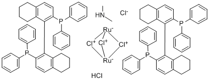 Structure of Dimethylammoniumdichlorotri(mu-chloro)bis[(R)-(+)-2,2-bis(diphenylphosphino)-5,5,6,6,7,7,8,8-octahydro-1,1-binaphthyl]diruthenate(II)