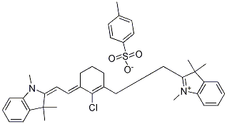 Structure of 2-[2-[2-Chloro-3-[2-(1,3-dihydro-1,3,3-trimethyl-2H-indol-2-ylidene)ethylidene]-1-cyclohexen-1-yl]ethnyl]-1,3,3-trimethyl-3H-indolium 4-methylbenzenesulfonate