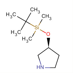 Structure of Pyrrolidine, 3-[[(1,1-dimethylethyl)dimethylsilyl]oxy]-, (3S)-