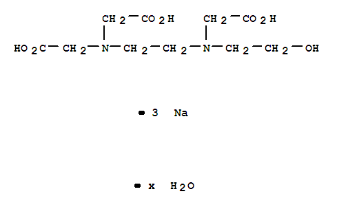 Structure of N-(2-HYDROXYETHYL)ETHYLENEDIAMINETRIACETIC ACID, TRISODIUM SALT HYDRATE, 85