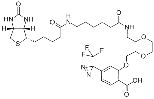 Structure of 2-[2-[2-[2-[6-(Biotinylaminohexanoyl]aminoethoxy]ethoxy]ethoxy]-4-[3-(trifluoromethyl)-3H-diazirin-3-yl]benzoic Acid