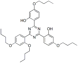2,4-Bis[2-hydroxy-4-butoxyphenyl]-6-(2,4-dibutoxyphenyl)-1,3,5-triazin结构式