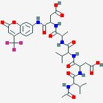 3-[2-[[2-[[2-[(2-acetamido-3-methylbutanoyl)amino]-3-carboxypropanoyl]amino]-3-methylbutanoyl]amino]propanoylamino]-4-oxo-4-[[2-oxo-4-(trifluoromethyl)chromen-7-yl]amino]butanoic Acid结构式