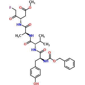 N-[(benzyloxy)carbonyl]-L-tyrosyl-L-valyl-N-[(3S)-5-fluoro-1-methoxy-1,4-dioxopentan-3-yl]-L-alaninamide结构式