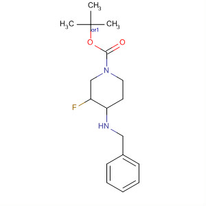 Structure of 1-Piperidinecarboxylic acid, 3-fluoro-4-[(phenylmethyl)amino]-,1,1-dimethylethyl ester, (3R,4S)-rel-