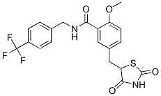 Structure of 5-[(2,4-DIOXO-1,3-THIAZOLIDIN-5-YL)METHYL]-2-METHOXY-N-[4-(TRIFLUOROMETHYL)BENZYL]BENZAMIDE