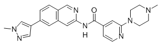 Structure of 4-Pyridinecarboxamide, 2-(4-methyl-1-piperazinyl)-N-[6-(1-methyl-1H-pyrazol-4-yl)-3-isoquinolinyl]-