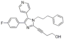 Structure of 4-[4-(4-fluorophenyl)-1-(3-phenylpropyl)-5-pyridin-4-ylimidazol-2-yl]but-3-yn-1-ol