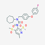 Structure of 1-cycloheptyl-1-[[4-(4-fluorophenoxy)phenyl]methyl]-3-[6-methyl-2,4-bis(methylsulfonyl)pyridin-3-yl]urea