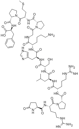 Structure of PYR-ARG-PRO-ARG-LEU-SER-HIS-LYS-GLY-PRO-MET-PRO-PHE-OH