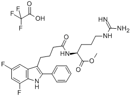 Structure of N2-[4-(5,7-DIFLUORO-2-PHENYL-1H-INDOL-3-YL)-1-OXOBUTYL]-L-ARGININE METHYL ESTER TRIFLUOROACETATE