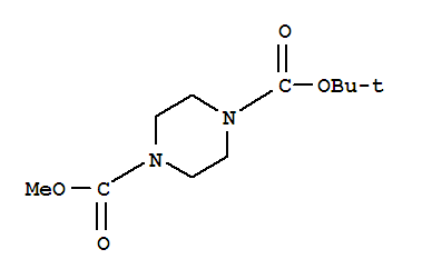 Structure of 1,4-Piperazinedicarboxylicacid, 1-(1,1-dimethylethyl) 4-methyl ester