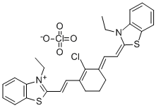 Structure of 2-[2-[2-Chloro-3-[2-(3-ethyl-3H-benzthiazol-2-ylidene)-ethylidene]-1-cyclohexen-1-yl]ethenyl]-3-ethyl-benzthiazoliumper
