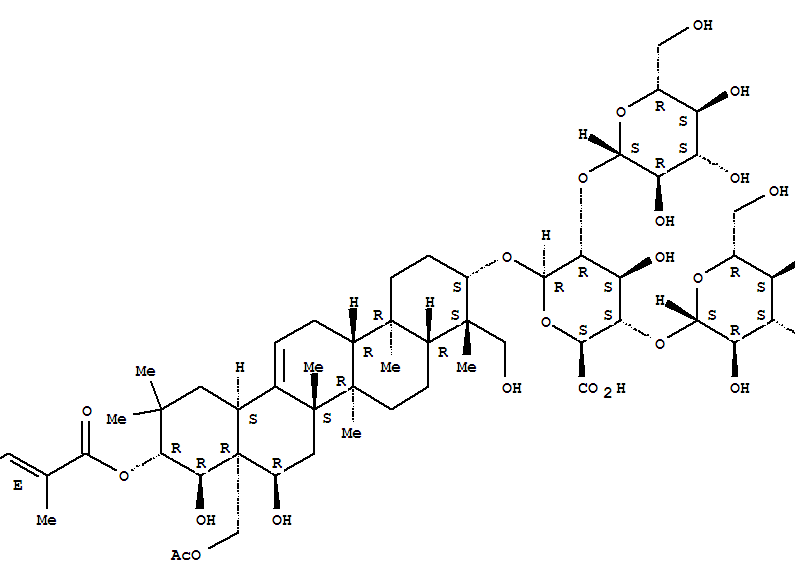 Structure of b-D-Glucopyranosiduronic acid, (3b,4b,16a,21b,22a)-28-(acetyloxy)-16,22,23-trihydroxy-21-[[(2E)-2-methyl-1-oxo-2-buten-1-yl]oxy]olean-12-en-3-ylO-b-D-glucopyranosyl-(1®2)-O-[b-D-glucopyranosyl-(1®4)]-