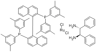 Dichloro{(R)-(+)-2,2'-bis[di(3,5-xylyl)phosphino]-1,1'-binaphthyl}[(1R,2R)-(+)-1,2- diphenylethylenediamine]ruthenium(II)结构式