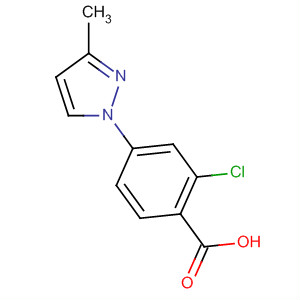 Structure of Benzoic acid, 2-chloro-4-(3-methyl-1H-pyrazol-1-yl)-