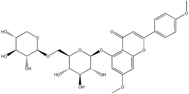 Chemical structure of 7,4'-Di-O-Methylapigenin 5-O-xylosylglucoside