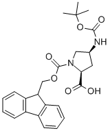 Structure of (2S, 4S)-BOC-4-AMINO-1-FMOC-PYRROLIDINE-2-CARBOXYLIC ACID