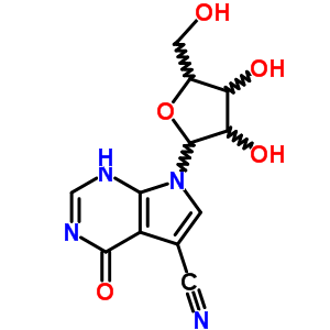 Structure of 4-oxo-7-pentofuranosyl-4,7-dihydro-1H-pyrrolo[2,3-d]pyrimidine-5-carbonitrile