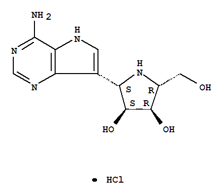 (2S,3S,4R,5R)-2-(4-氨基-5H-吡咯并[3,2-D]嘧啶-7-基)-5-(羟基甲基)-3,4-吡咯烷二醇单盐酸盐结构式