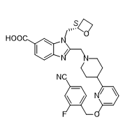 Structure of (S)-2-((4-(6-((4-cyano-2-fluorobenzyl)oxy)pyridin-2-yl)piperidin-1-yl)methyl)-1-(oxetan-2-ylmethyl)-1H-benzo[d]imidazole-6-carboxylic acid