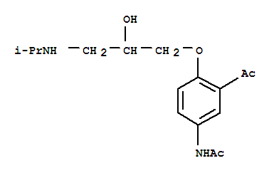 Structure of (±)-N-[3-acetyl-4-[2-hydroxy-3-[(1-methylethyl)amino]propoxy]phenyl]acetamide
