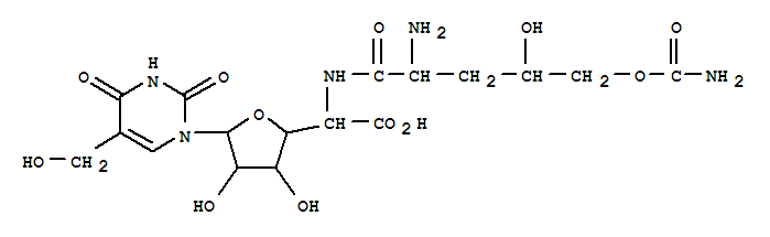 Structure of 5-[(2-Amino-5-O-aminocarbonyl-2,3-dideoxy-L-erythro-pentonoyl)amino]-1,5-dideoxy-1-(1,2,3,4-tetrahydro-5-hydroxymethyl-2,4-dioxopyrimidin-1-yl)-β-D-allofuranuronic acid