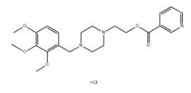 Structure of 3-Pyridinecarboxylic acid, 2-[4-[(2,3,4-trimethoxyphenyl)methyl]-1-piperazinyl]ethyl ester, hydrochloride (1:3)