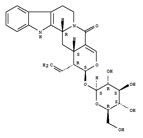 Structure of (1R)-1β-Ethenyl-2α-(β-D-glucopyranosyloxy)-1,2,7,8,13,13bα,14,14aα-octahydro-5H-indolo[2,3-a]pyrano[3,4-g]quinolizine-5-one