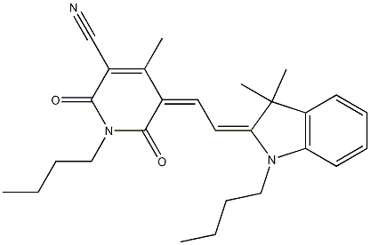 Structure of 1-Butyl-5-[2-(1-butyl-3,3-dimethyl-1,3-dihydroindol-2-ylidene)ethylidene]-4-methyl-2,6-dioxo-1,2,5,6-tetrahydropyridine-3-carbonitrile