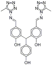 Structure of 2,2-[(4-HYDROXYFENYL)METHYLEEN]BIS(4-{(E)-[(5-METHYL-1H-TETRAZOOL1-YL)IMINO]METHYL}FENOL)