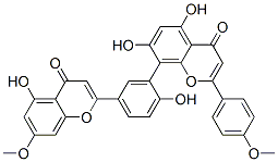 Structure of 2-(4-Methoxyphenyl)-5,7-dihydroxy-8-[2-hydroxy-5-(4-oxo-5-hydroxy-7-methoxy-4H-1-benzopyran-2-yl)phenyl]-4H-1-benzopyran-4-one